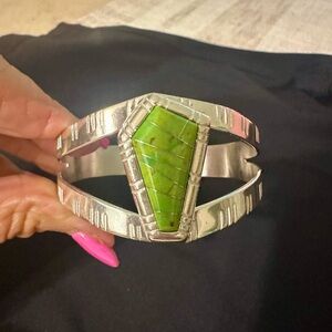 Southwest silver and gaspetite cuff bracelet